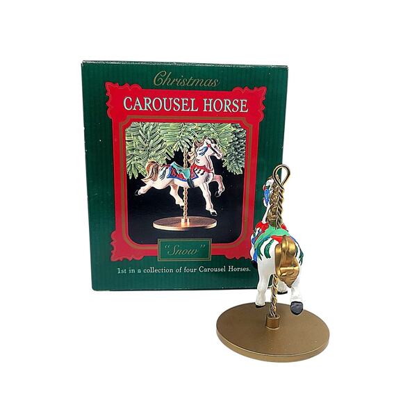 Vtg 1989 Hallmark Snow 1st In Collection of Four Carousel Horses Ornament - Picture 4 of 5